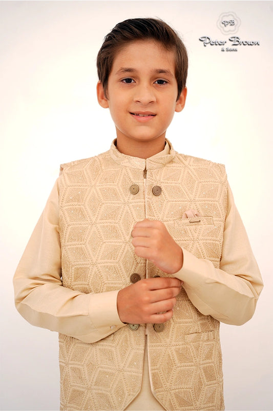 Double Button-Boys Kameez Shalwar with Vasket