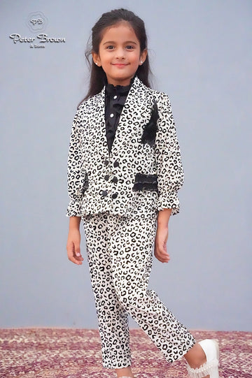 Cheetah Flocking-Girl Casual Suit