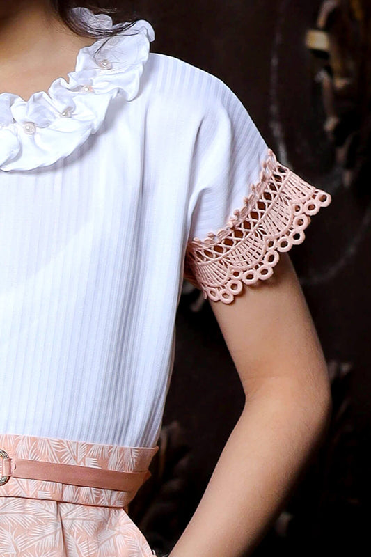 Brooch and Embroidered Lace-Girl Jumpsuit