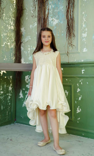 Elegant Long white & gold Frock